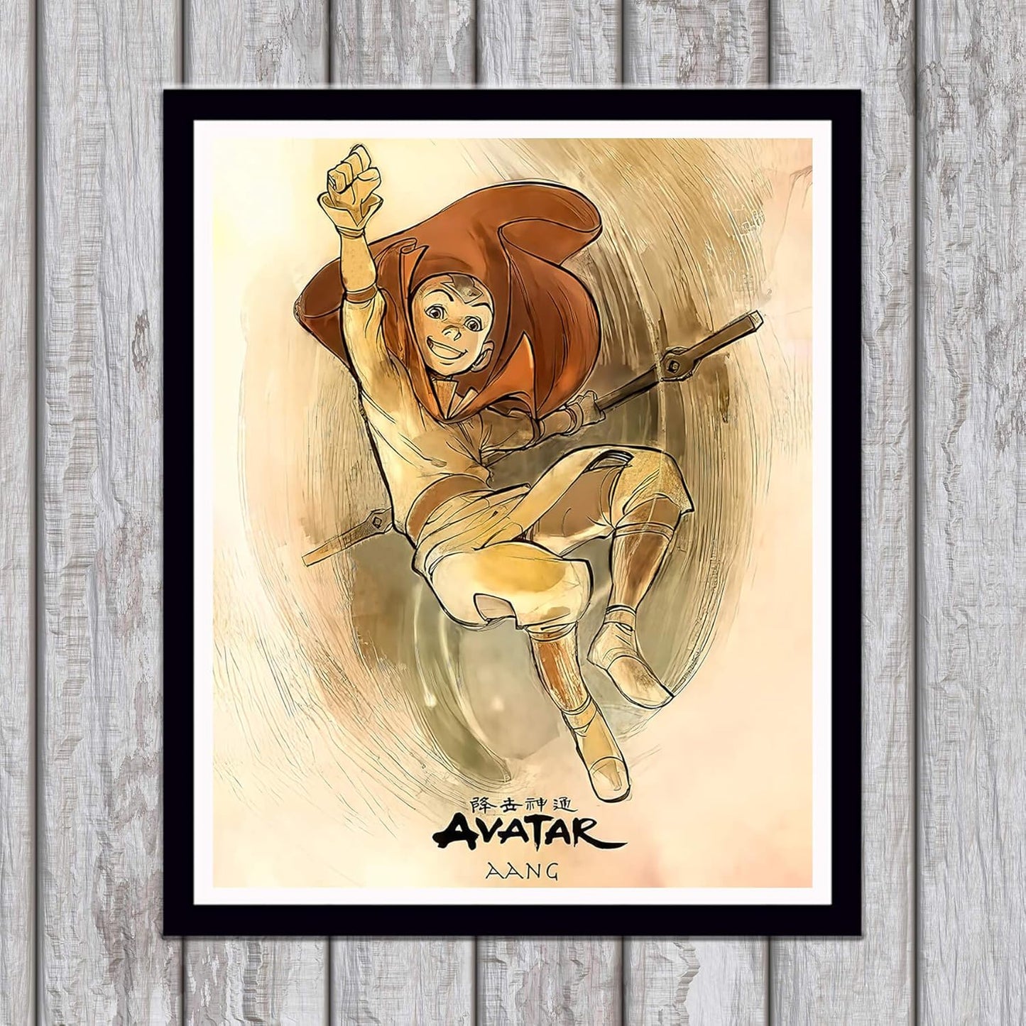 Canvas Wall Art for Bedroom Living Room Wall Decor Avatar Aang Iroh Japanese Anime 6 Pieces Poster Artwork Paintings for Bathroom Kitchen Decor,No Framed